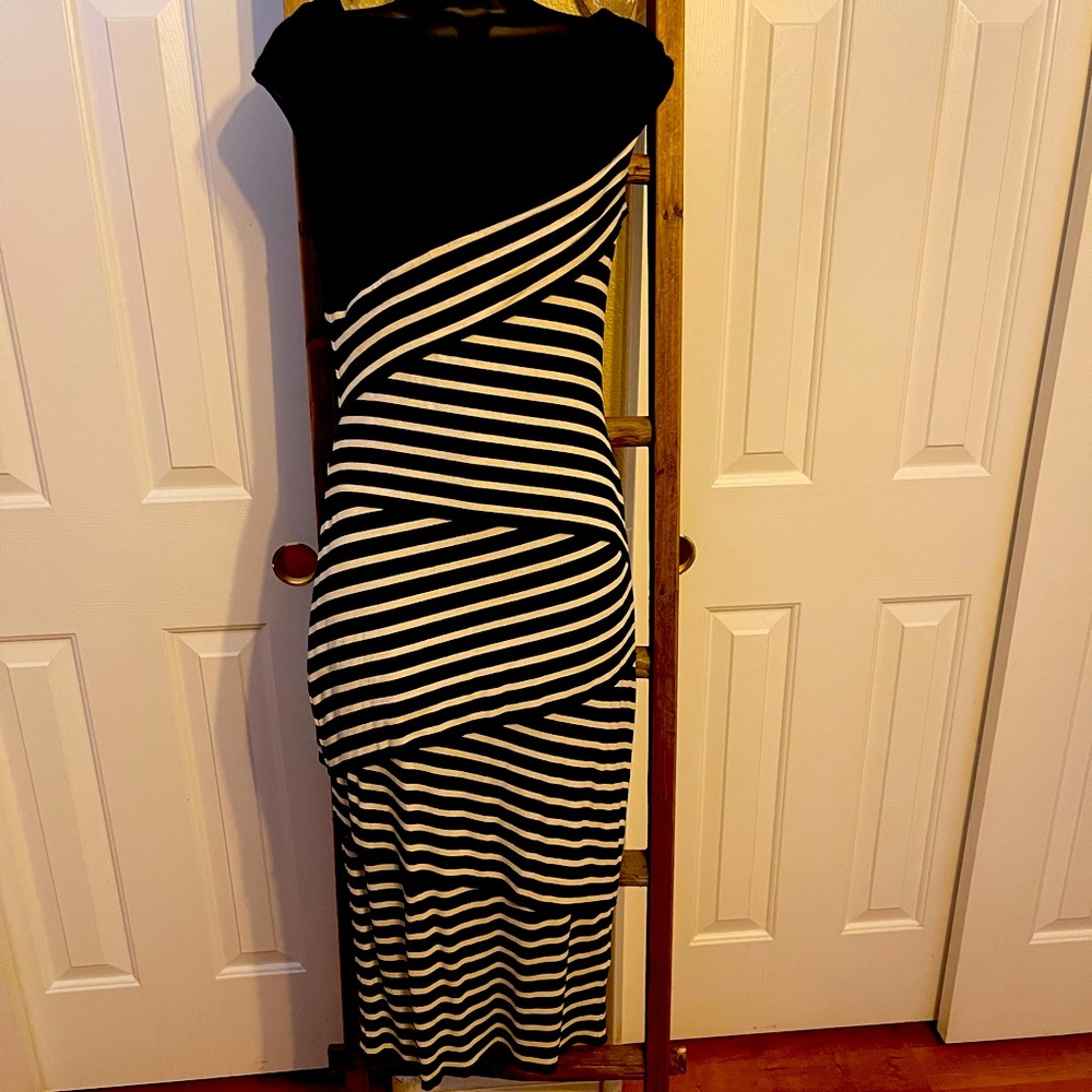 Anthropologie Navy Striped Dress. Very Classy!